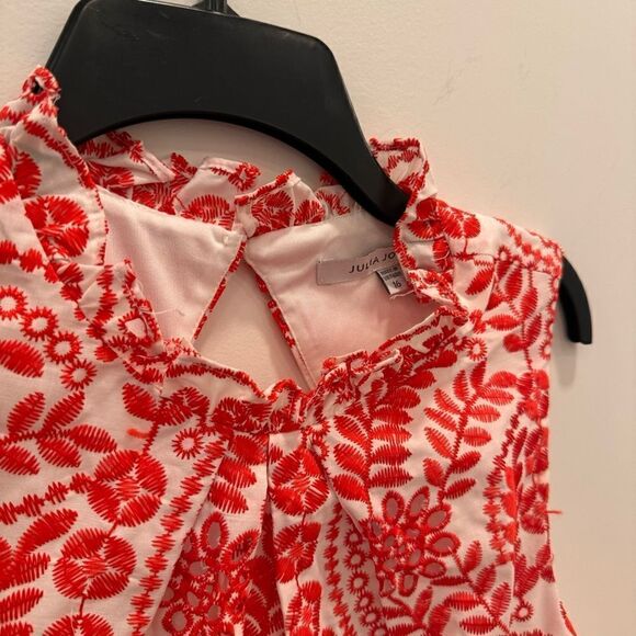 JULIA JORDAN Ivory/red Sleeveless Embroidered Eyelet Mini Dress - Picture 4 of 6